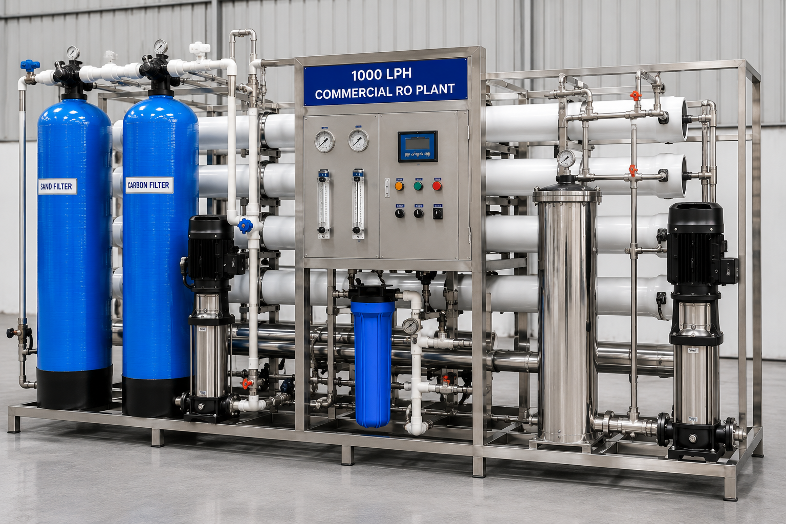 Mega-Scale 1000 LPH Industrial Commercial RO System Frame
